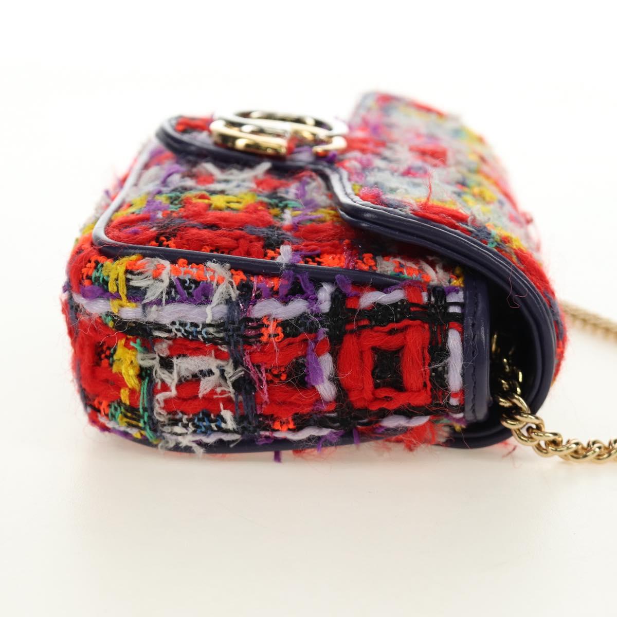 GUCCI GG Marmont Chain Shoulder Bag Tweed Multicolor Gold 476433 Auth 189256SAM