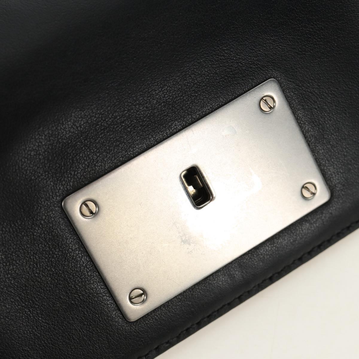 PRADA Chain Shoulder Bag Unborn Calf Skin Light Blue Silver Auth 189257V
