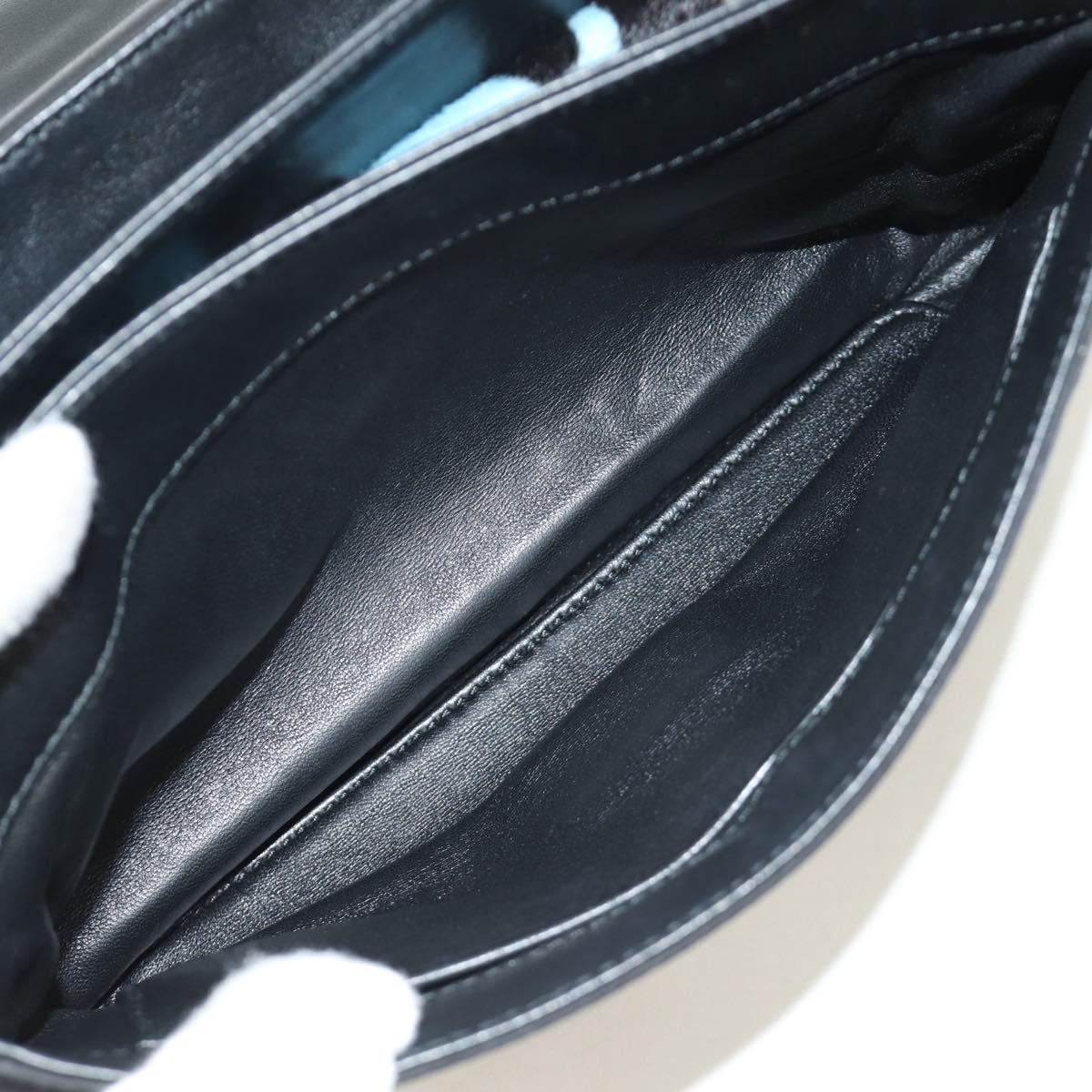 PRADA Chain Shoulder Bag Unborn Calf Skin Light Blue Silver Auth 189257V