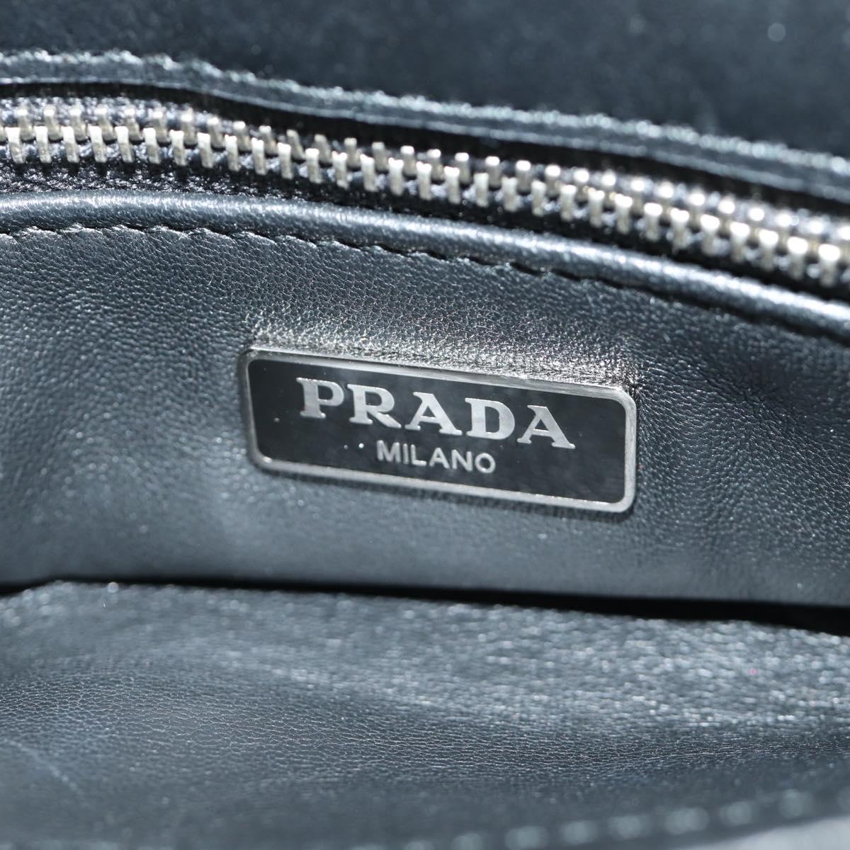 PRADA Chain Shoulder Bag Unborn Calf Skin Light Blue Silver Auth 189257V