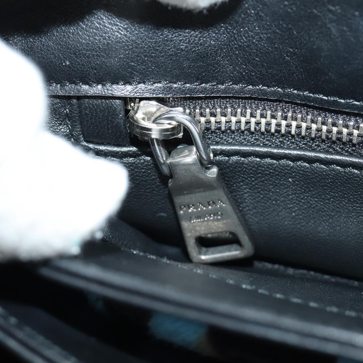 PRADA Chain Shoulder Bag Unborn Calf Skin Light Blue Silver Auth 189257V