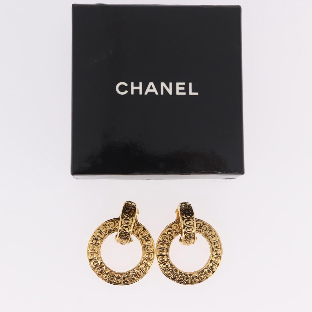 CHANEL Earring metal Gold Tone CC Auth 189258V
