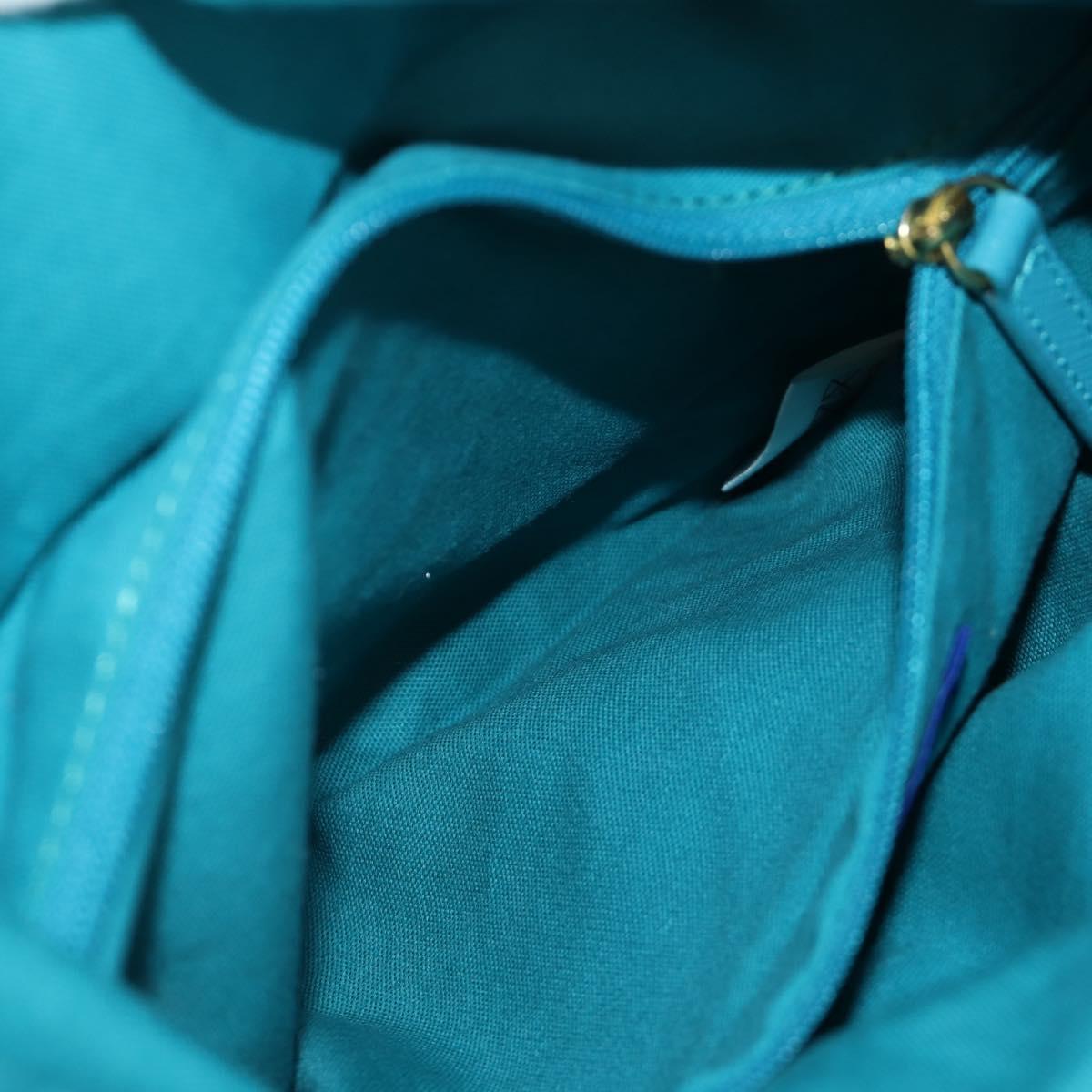 BURBERRY Blue Label Hand Bag Raffia 2way Blue Gold Auth 189264A