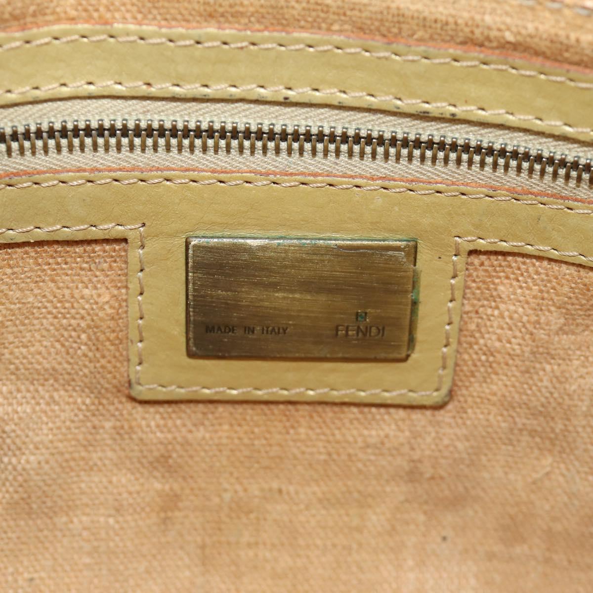 FENDI Zucca Canvas Mamma Baguette Shoulder Bag Leather Gold Auth 189267SAM