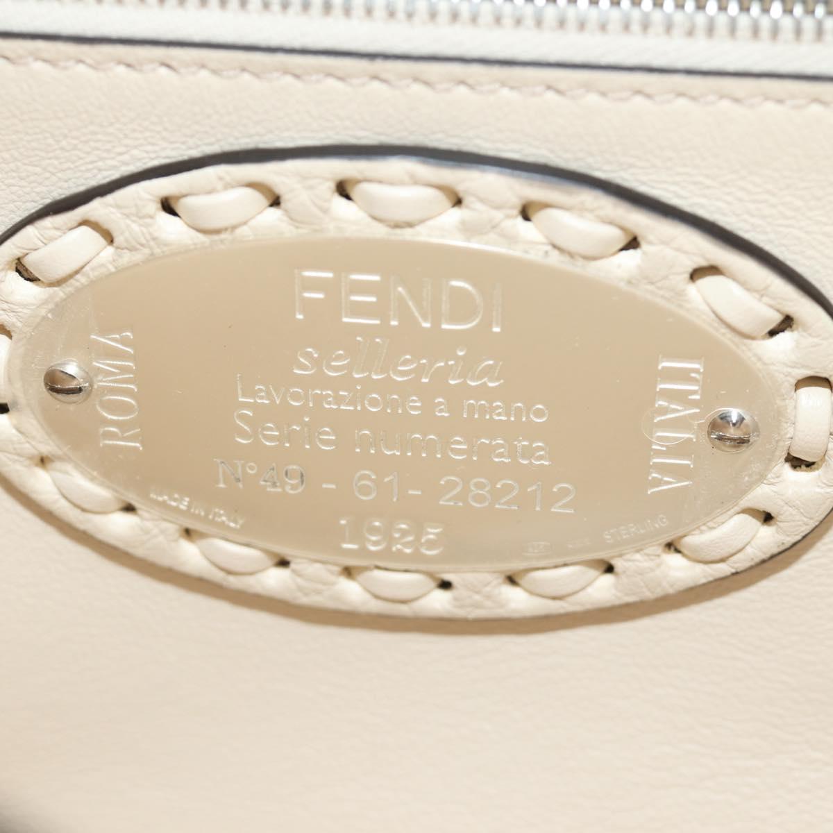 FENDI Celeria Mamma Baguette Shoulder Bag Leather 2way Ivory Auth 189268SAM