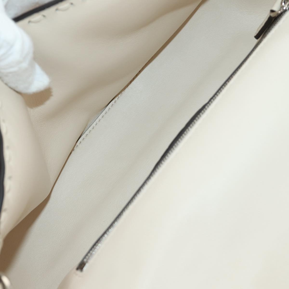 FENDI Celeria Mamma Baguette Shoulder Bag Leather 2way Ivory Auth 189268SAM