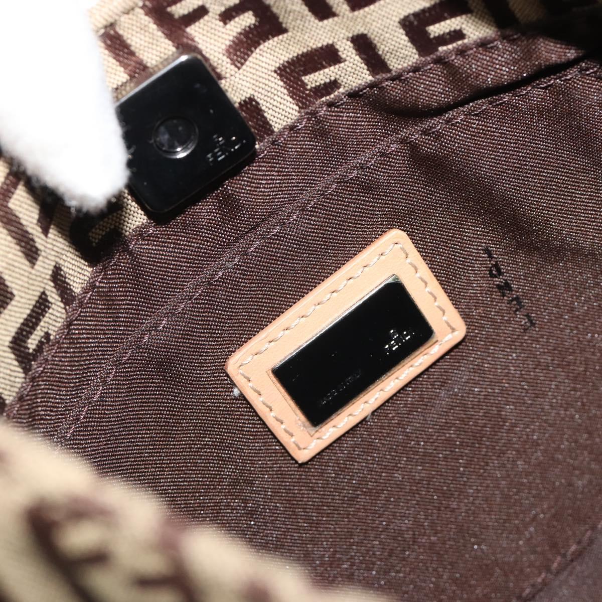 FENDI Zucchino Canvas Shoulder Bag Beige Auth 189271