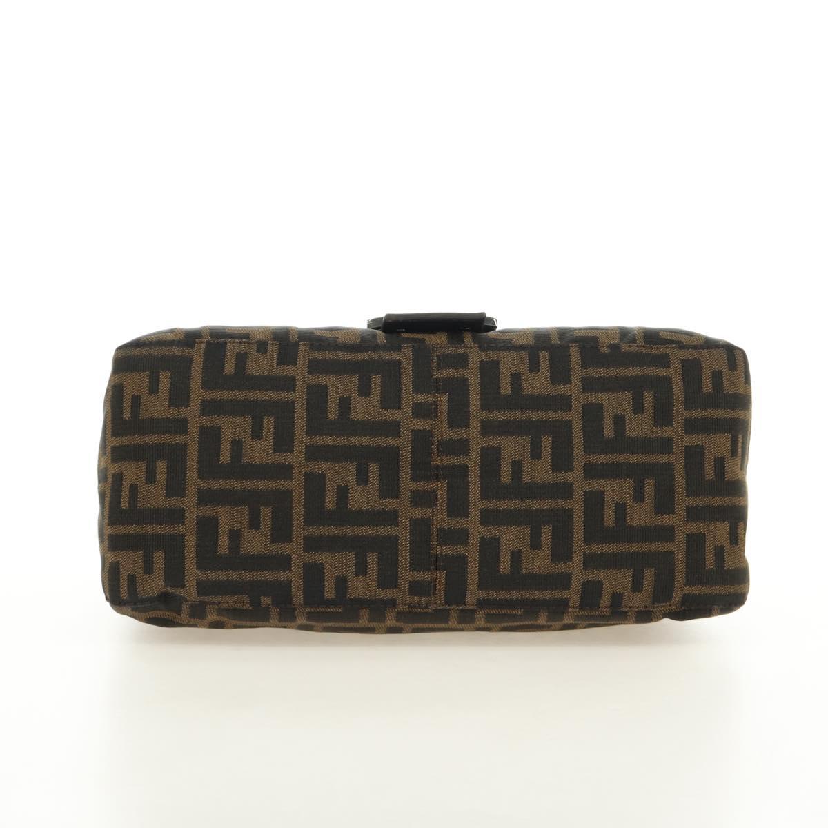 FENDI Zucca Canvas Mamma Baguette Shoulder Bag Black Brown Auth 189272V