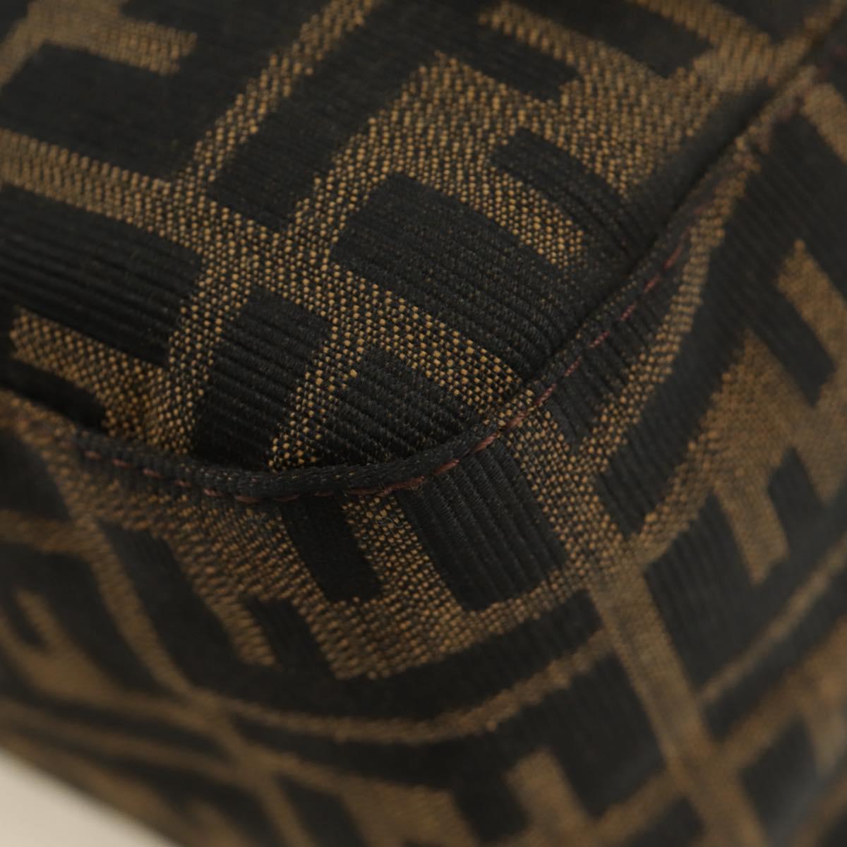 FENDI Zucca Canvas Mamma Baguette Shoulder Bag Black Brown Auth 189272V
