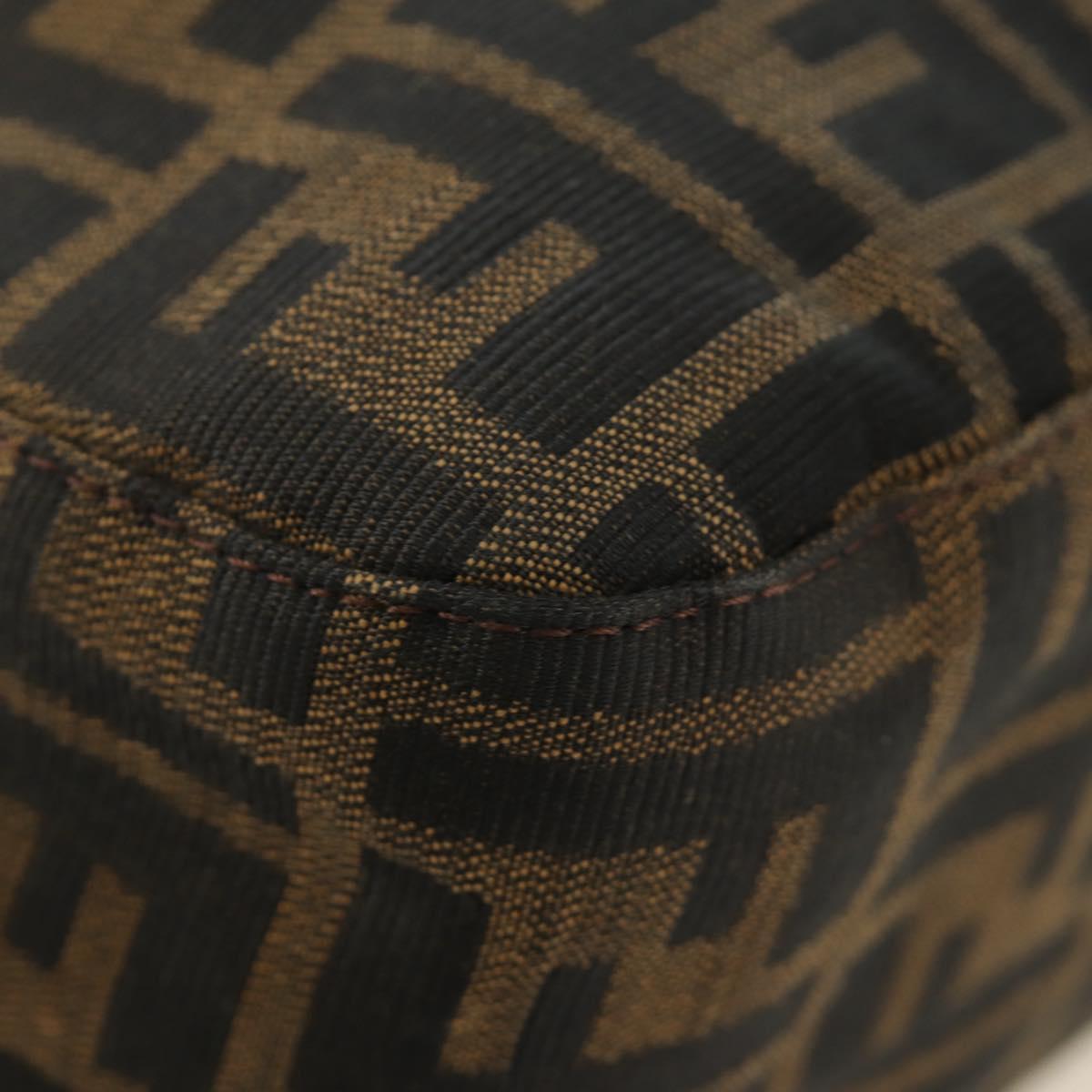 FENDI Zucca Canvas Mamma Baguette Shoulder Bag Black Brown Auth 189272V
