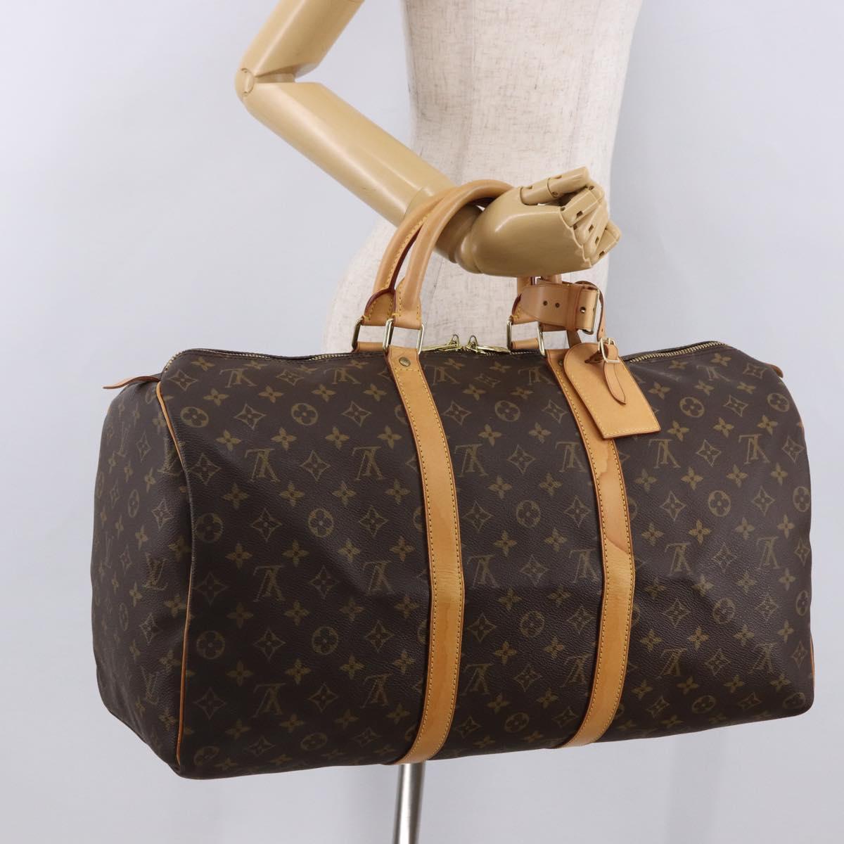 LOUIS VUITTON Monogram Keepall 50 Boston Bag M41426 LV Auth 189279V