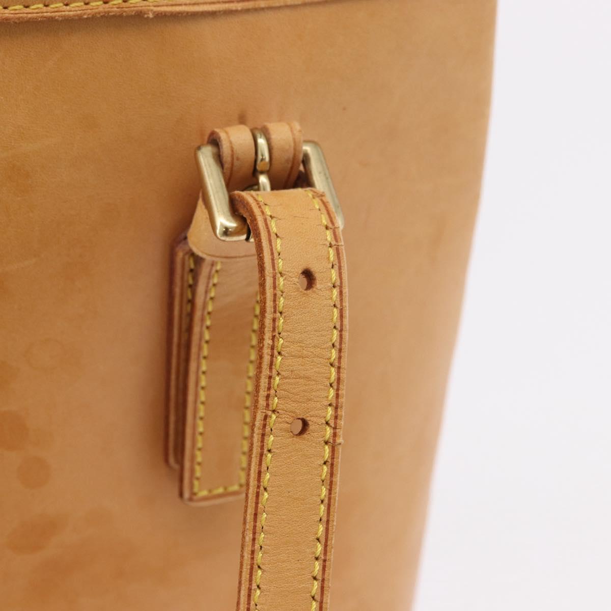 LOUIS VUITTON Nomad leather Bucket PM Shoulder Bag Beige M85001 LV Auth 189289