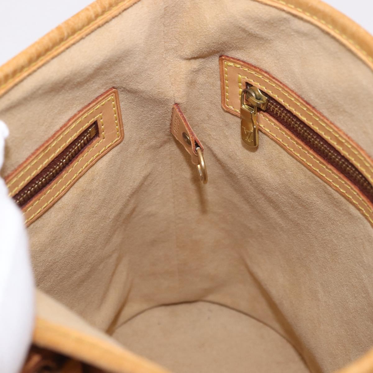 LOUIS VUITTON Nomad leather Bucket PM Shoulder Bag Beige M85001 LV Auth 189289