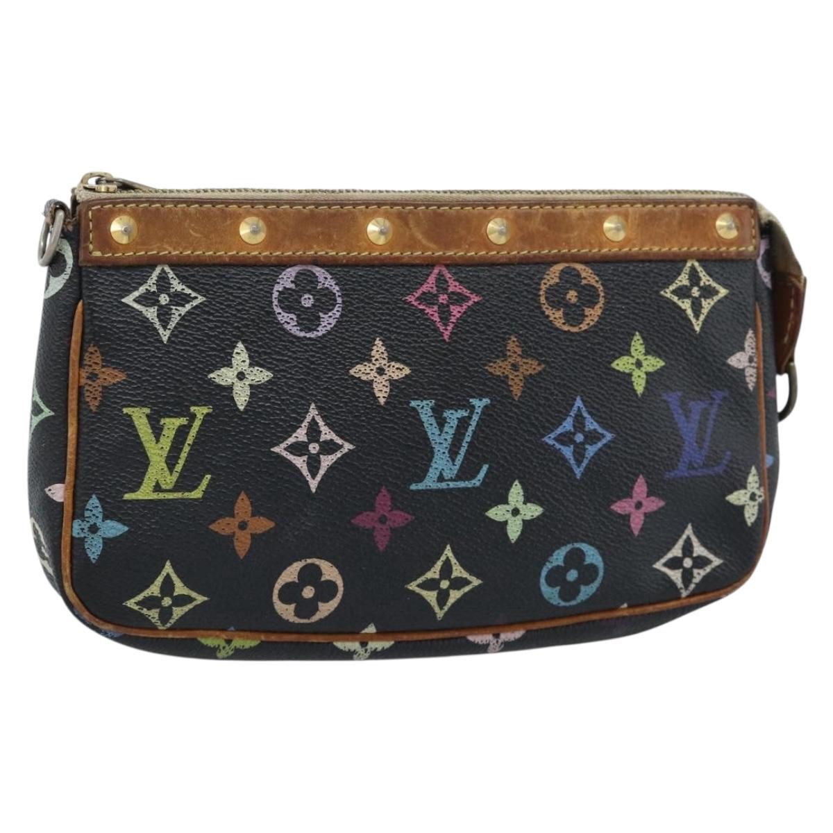LOUIS VUITTON Multicolor Pochette Accessoires Pouch Black M92648 LV Auth 189291