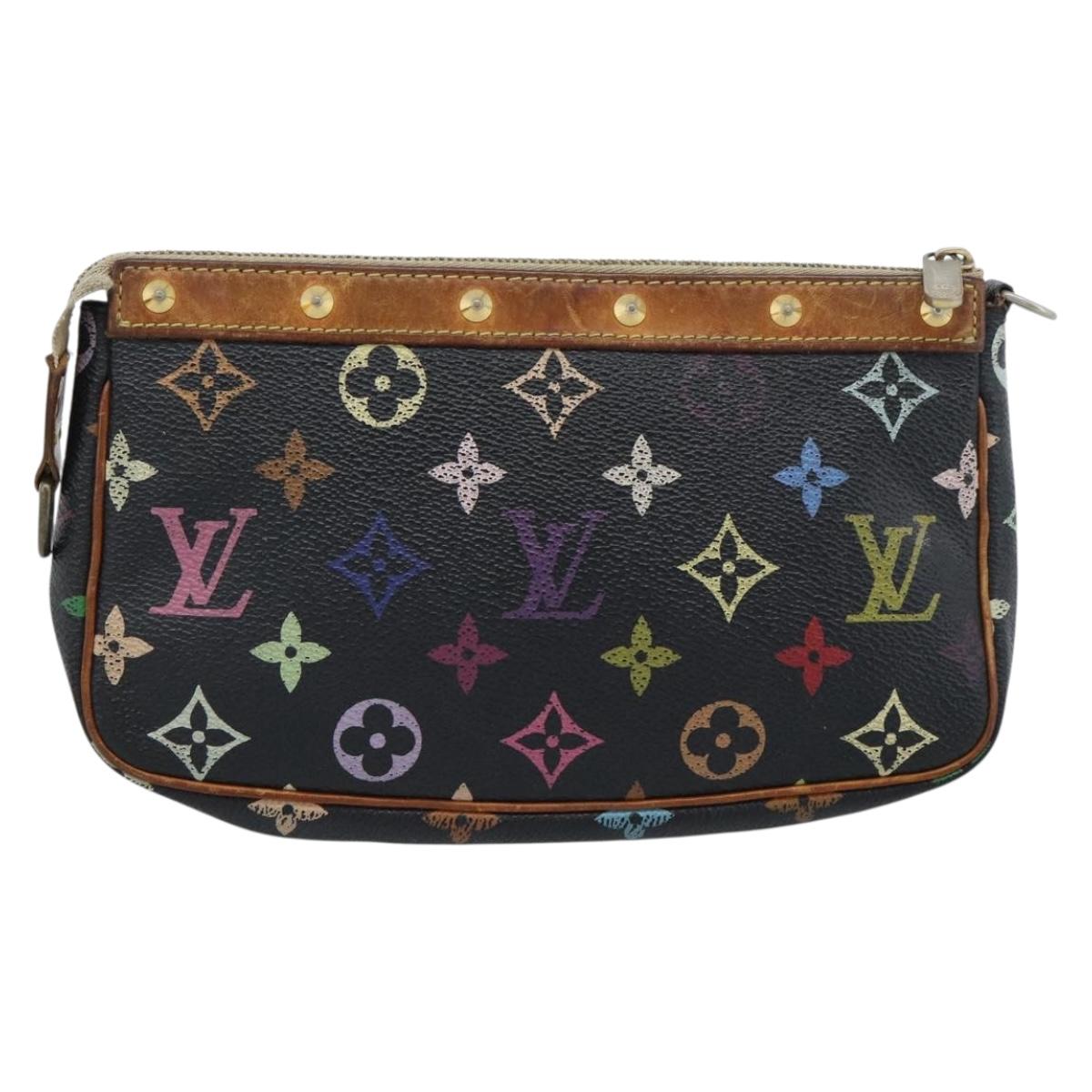 LOUIS VUITTON Multicolor Pochette Accessoires Pouch Black M92648 LV Auth 189291
