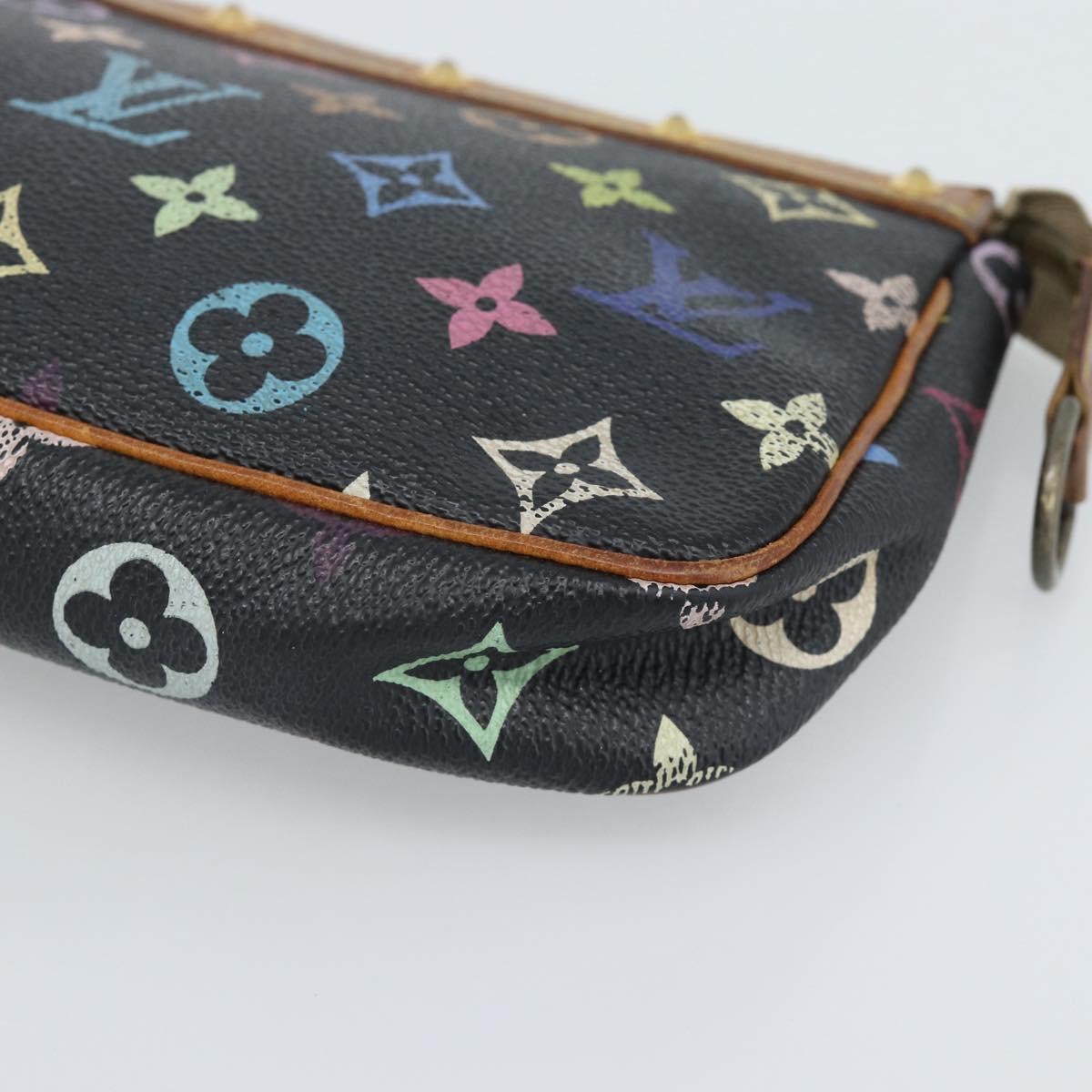 LOUIS VUITTON Multicolor Pochette Accessoires Pouch Black M92648 LV Auth 189291
