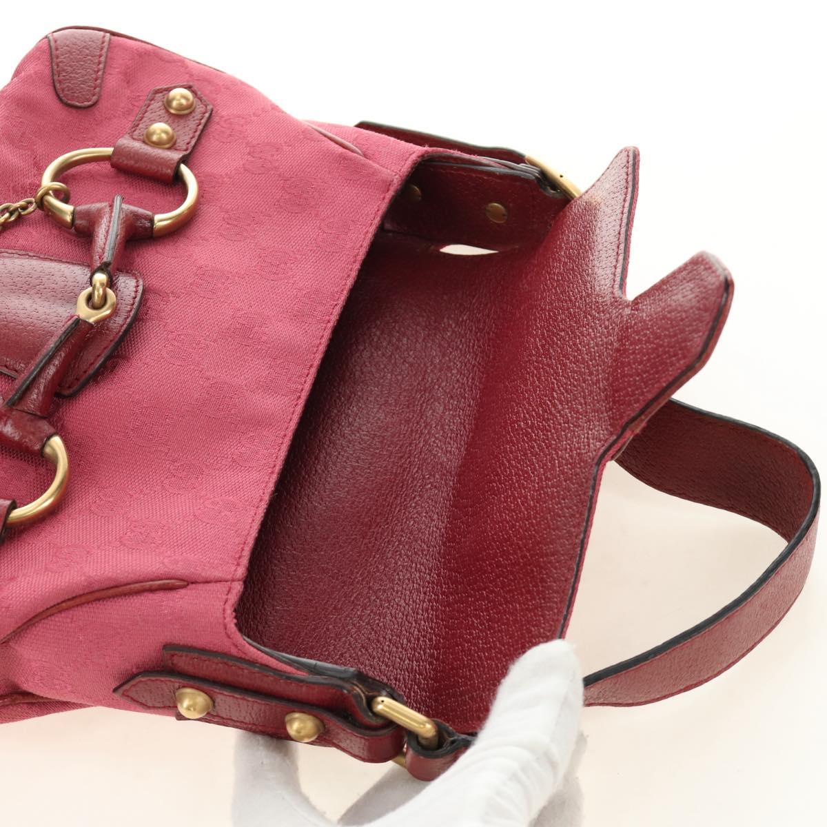 GUCCI GG Canvas Horsebit Hand Bag Pink Gold 120984 Auth 189295V