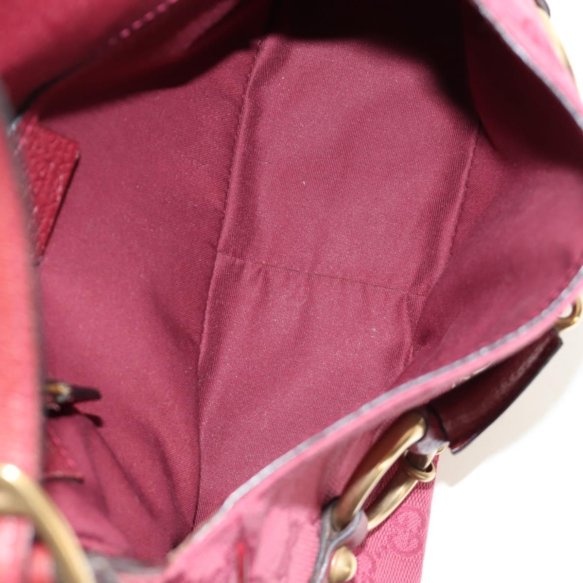 GUCCI GG Canvas Horsebit Hand Bag Pink Gold 120984 Auth 189295V