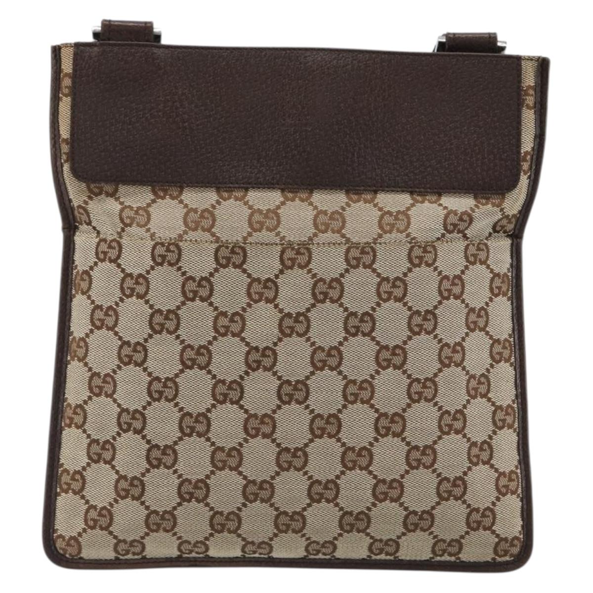 GUCCI GG Canvas Shoulder Bag Beige Silver 27639 Auth 189298A