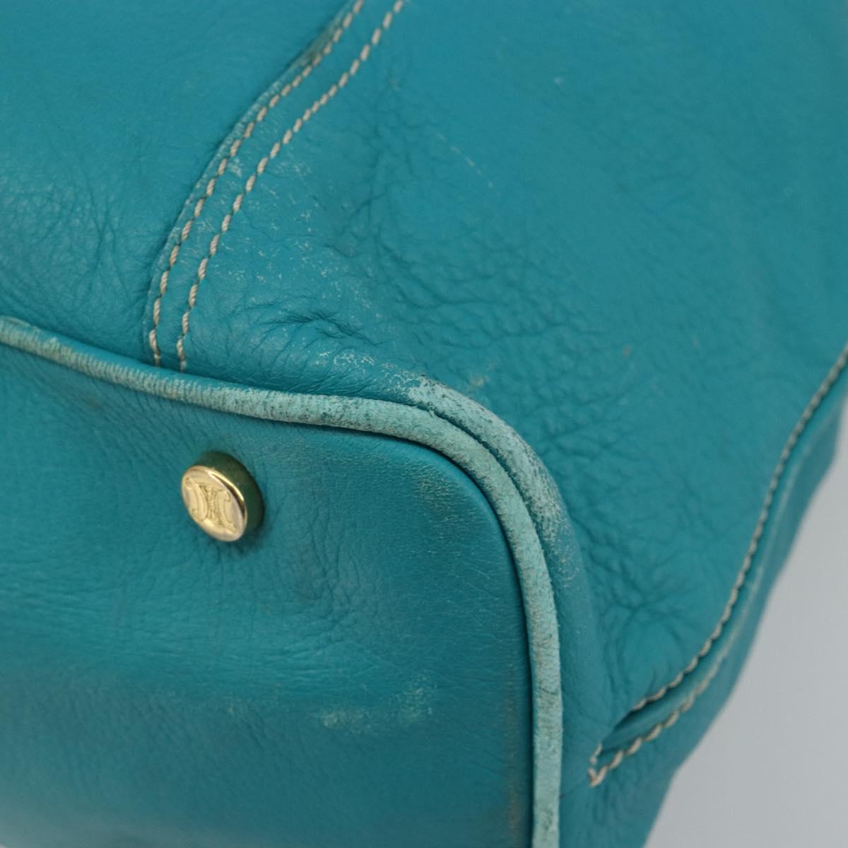 CELINE Tote Bag Leather Blue Gold Auth 189301
