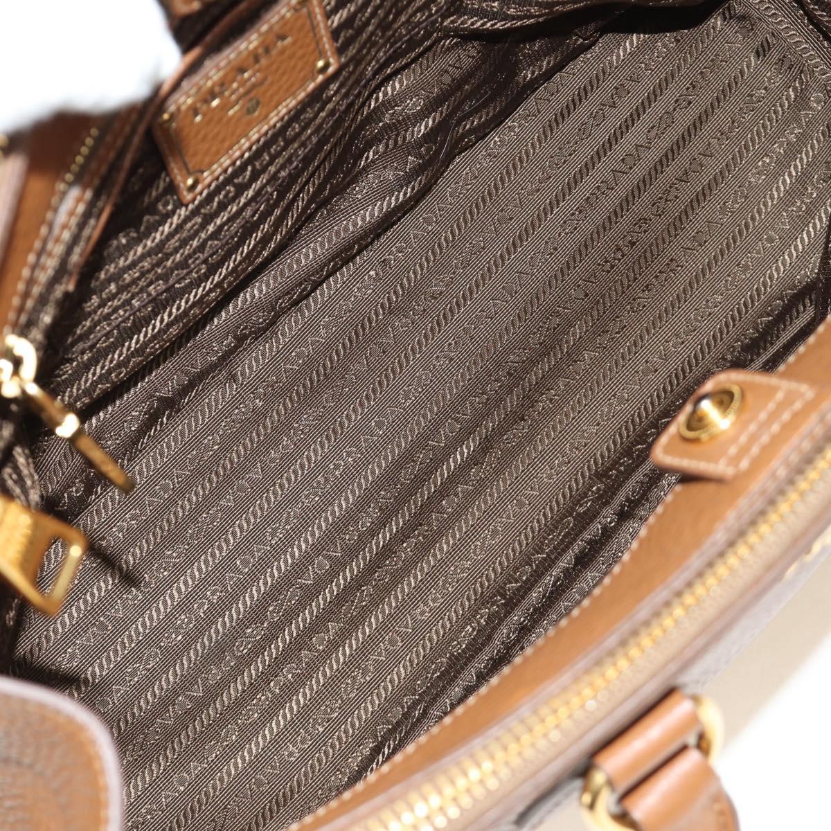 PRADA Hand Bag Vittero Dino Leather Brown Gold Auth 189305V