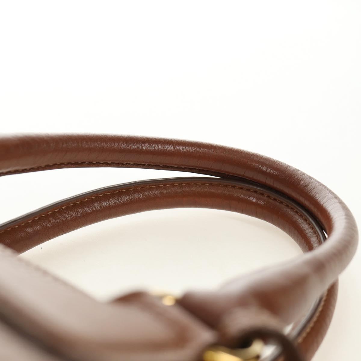 PRADA Hand Bag Vittero Dino Leather Brown Gold Auth 189305V