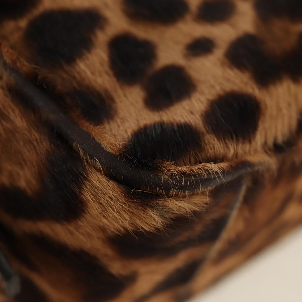 PRADA Shoulder Bag Harako Leather Brown Gold Auth 189306V