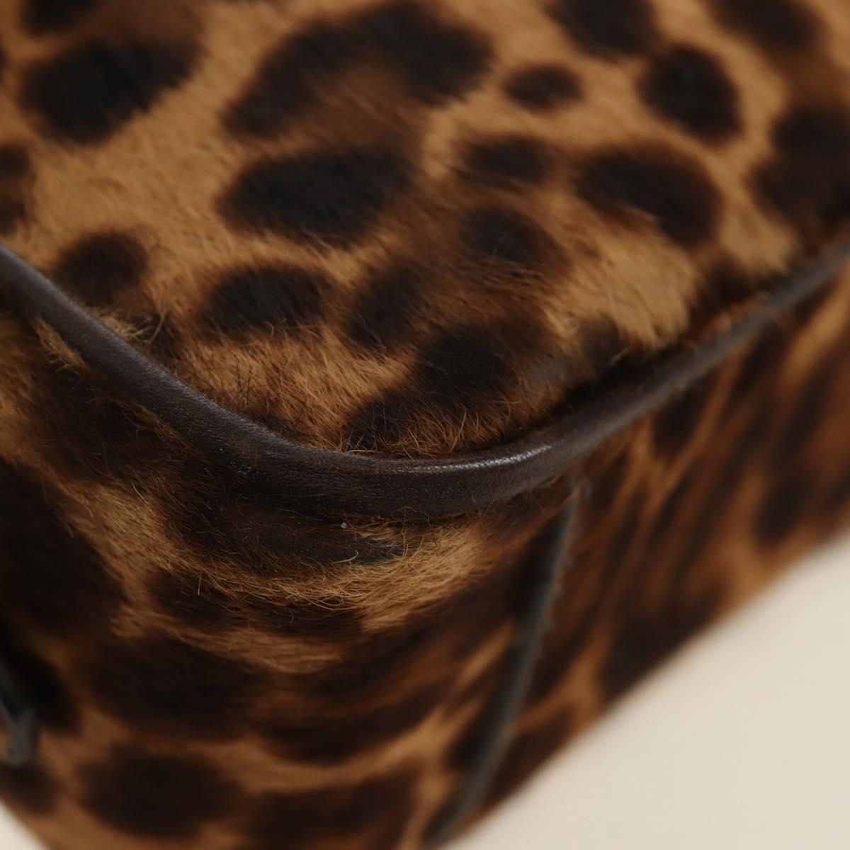 PRADA Shoulder Bag Harako Leather Brown Gold Auth 189306V
