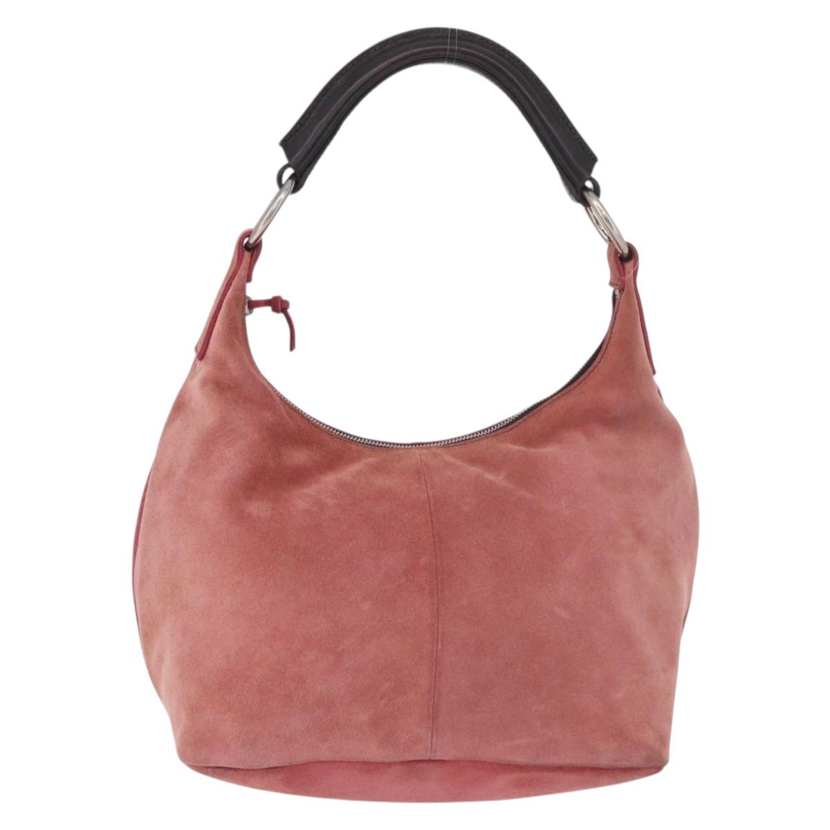 Miu Miu Shoulder Bag Suede Pink Silver Auth 189307