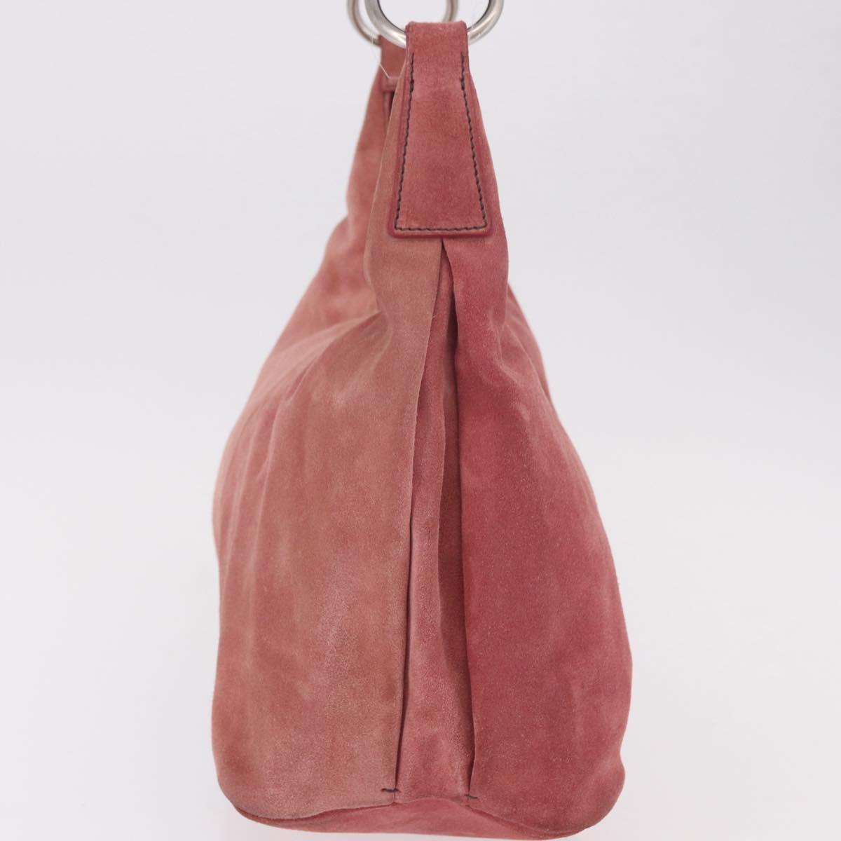 Miu Miu Shoulder Bag Suede Pink Silver Auth 189307