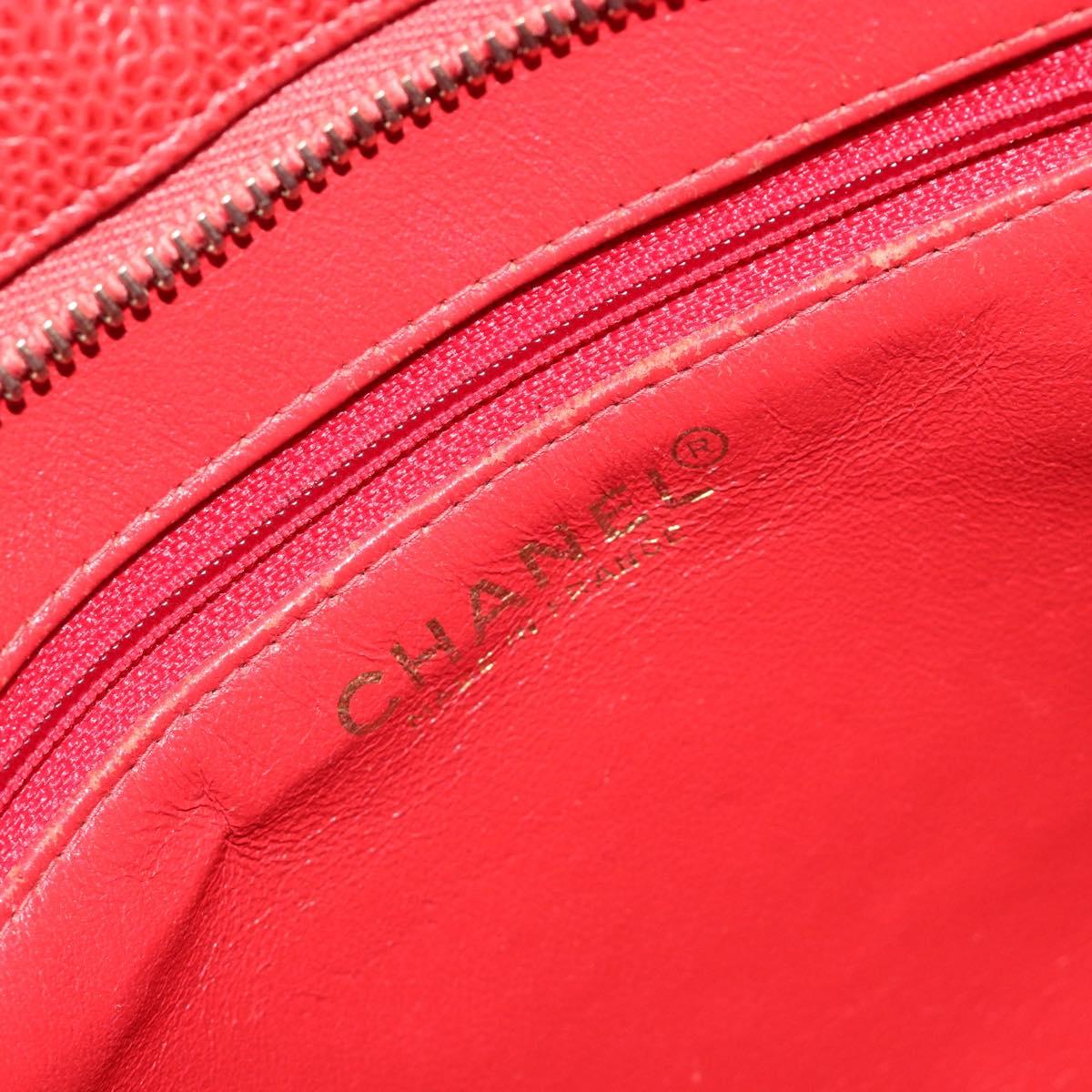 CHANEL Matelasse Reprint Tote Bag Caviar Skin Red CC Auth 189312SAV
