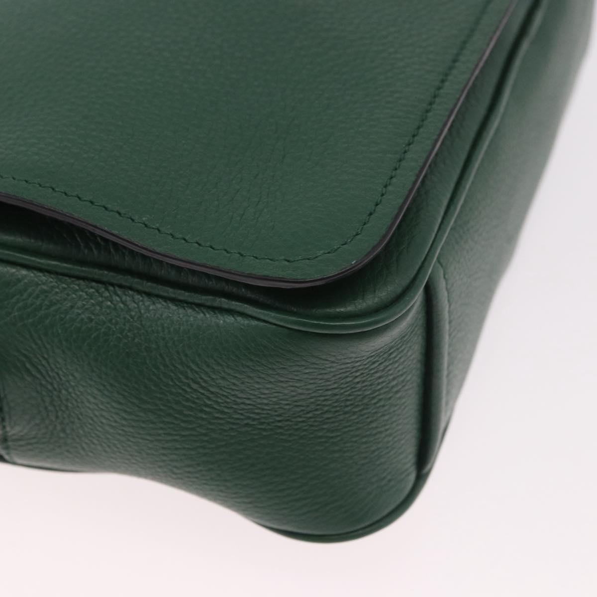 PRADA Shoulder Bag Leather Green Gold Auth 189320SAM