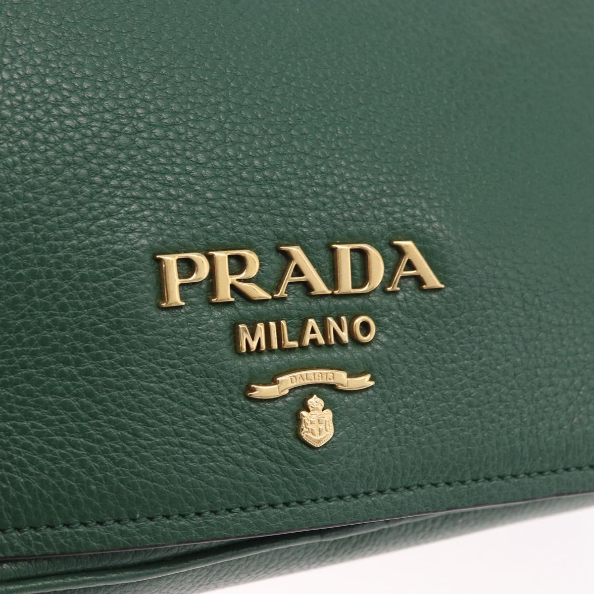 PRADA Shoulder Bag Leather Green Gold Auth 189320SAM