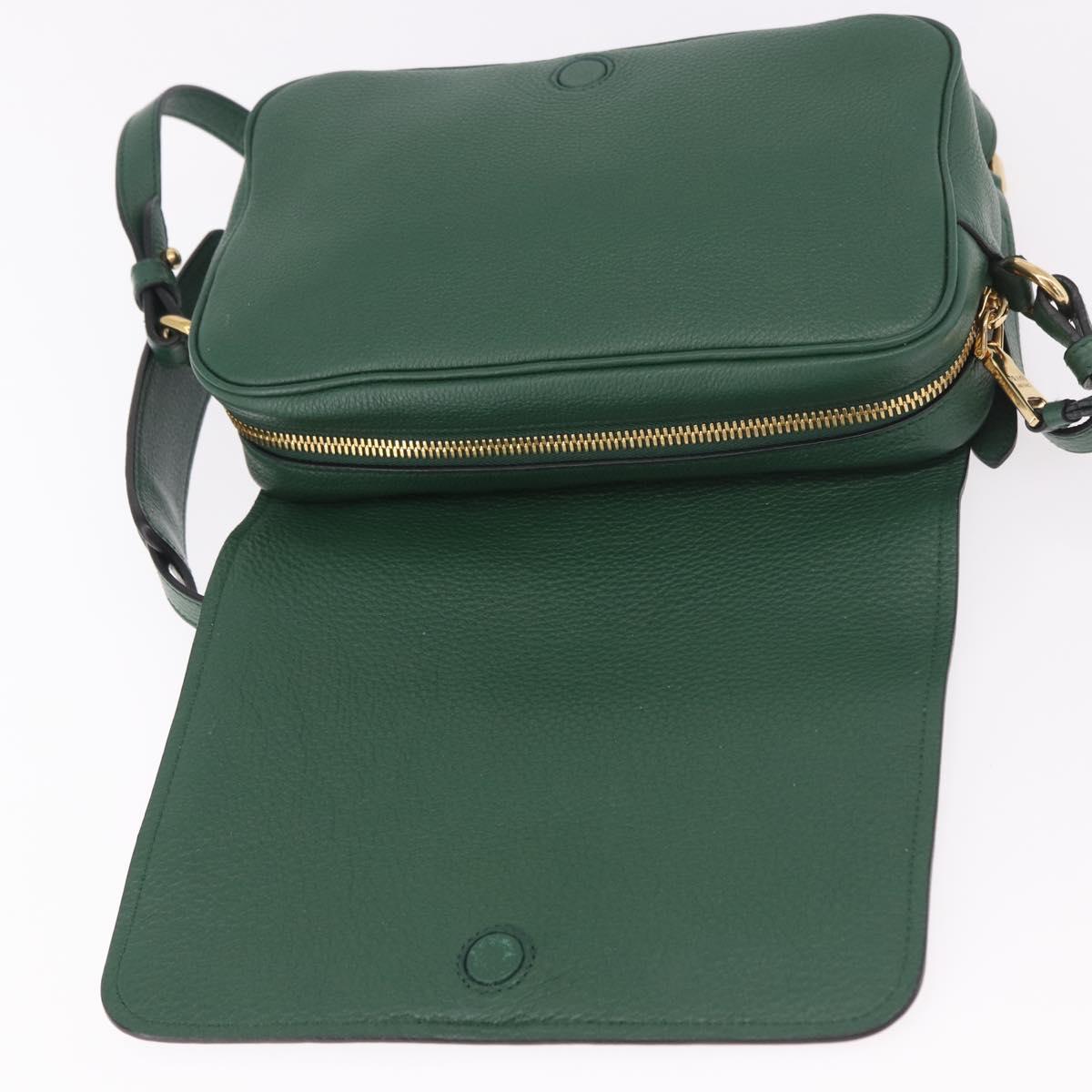 PRADA Shoulder Bag Leather Green Gold Auth 189320SAM