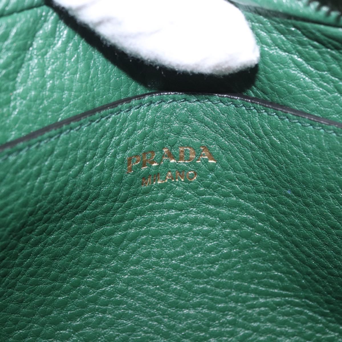 PRADA Shoulder Bag Leather Green Gold Auth 189320SAM