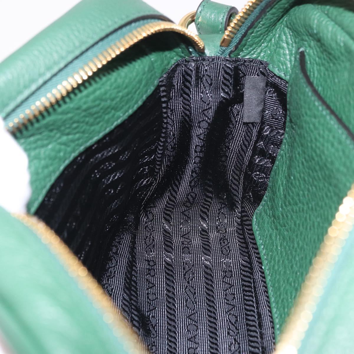 PRADA Shoulder Bag Leather Green Gold Auth 189320SAM