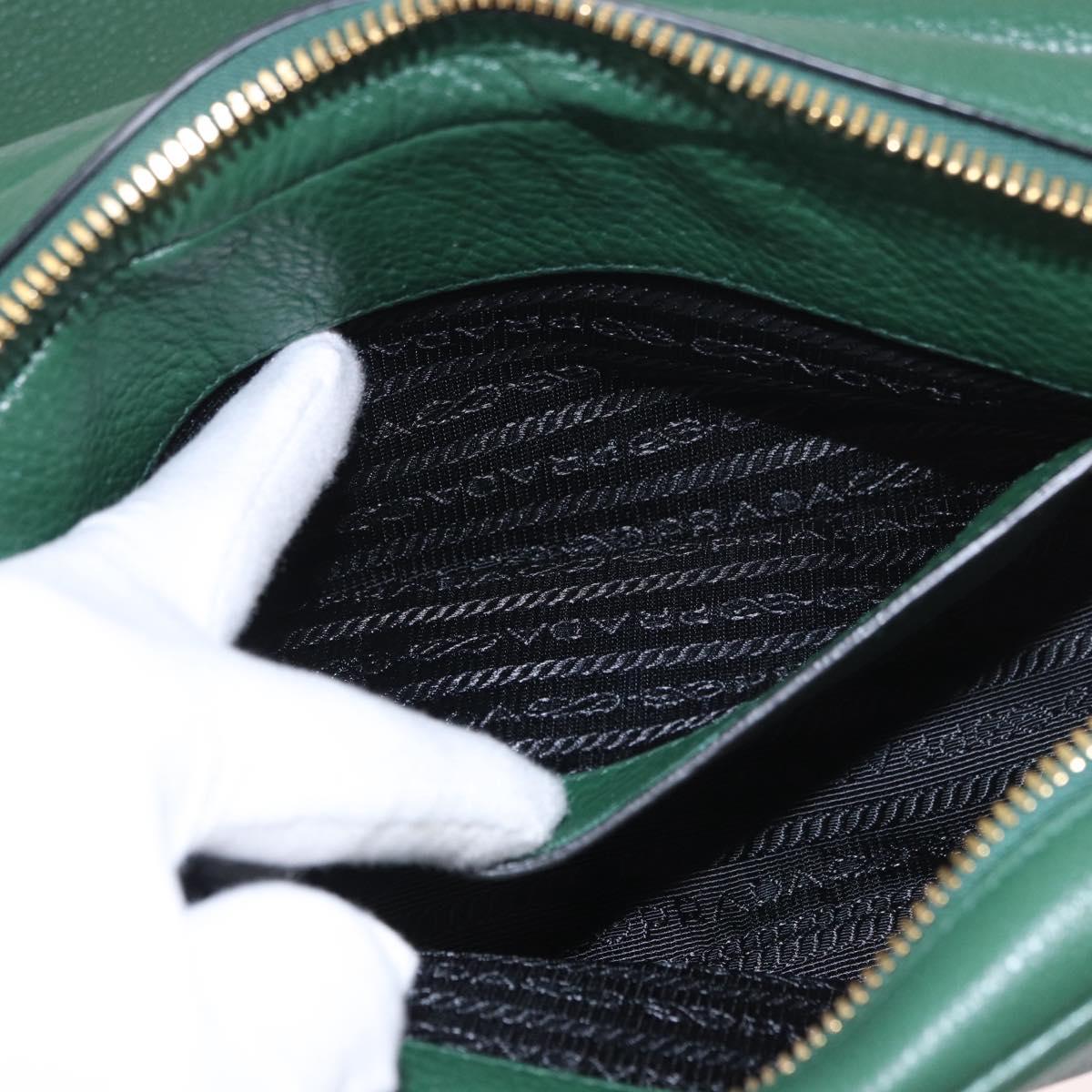 PRADA Shoulder Bag Leather Green Gold Auth 189320SAM