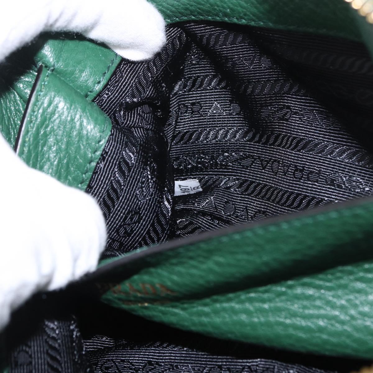 PRADA Shoulder Bag Leather Green Gold Auth 189320SAM