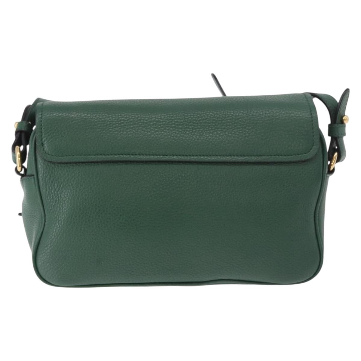PRADA Shoulder Bag Leather Green Gold Auth 189320SAM