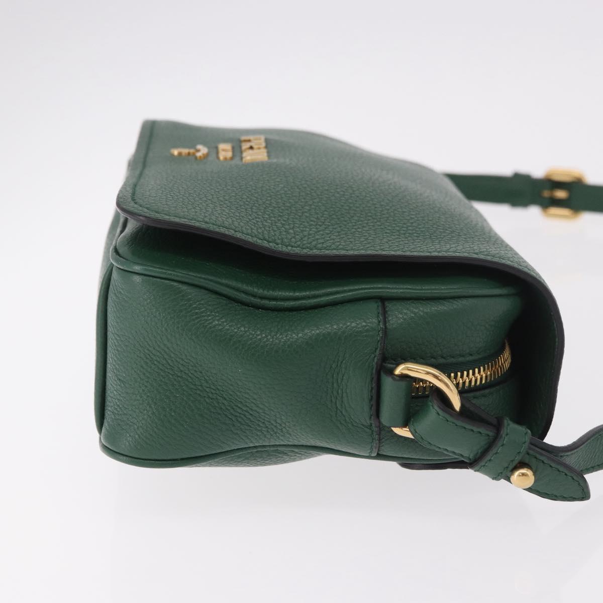 PRADA Shoulder Bag Leather Green Gold Auth 189320SAM