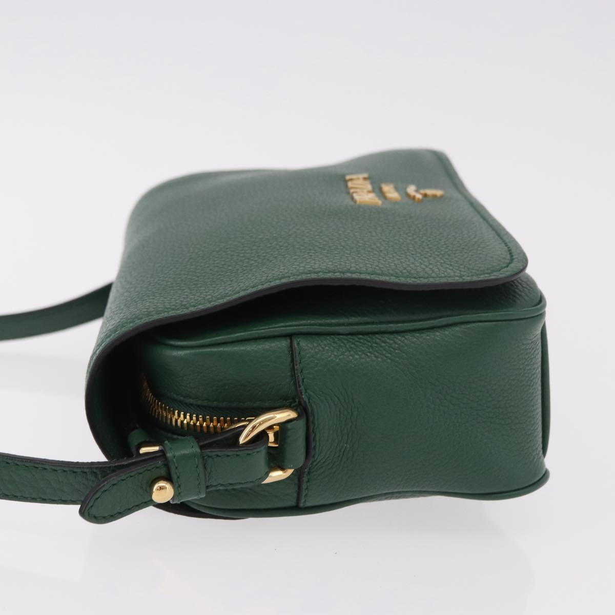 PRADA Shoulder Bag Leather Green Gold Auth 189320SAM