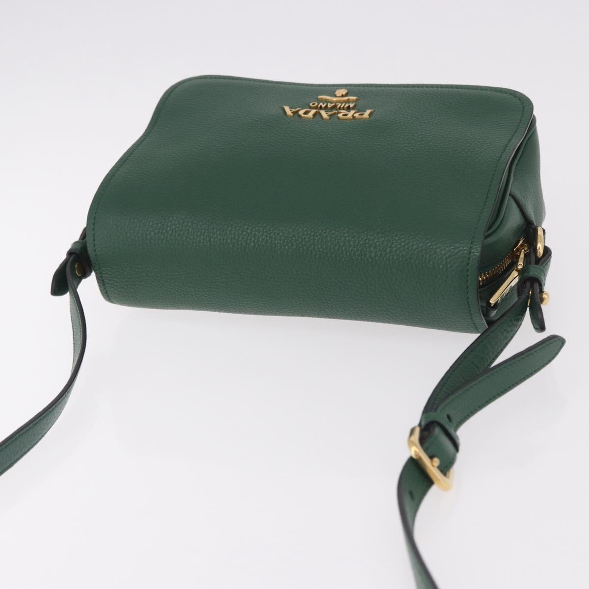 PRADA Shoulder Bag Leather Green Gold Auth 189320SAM