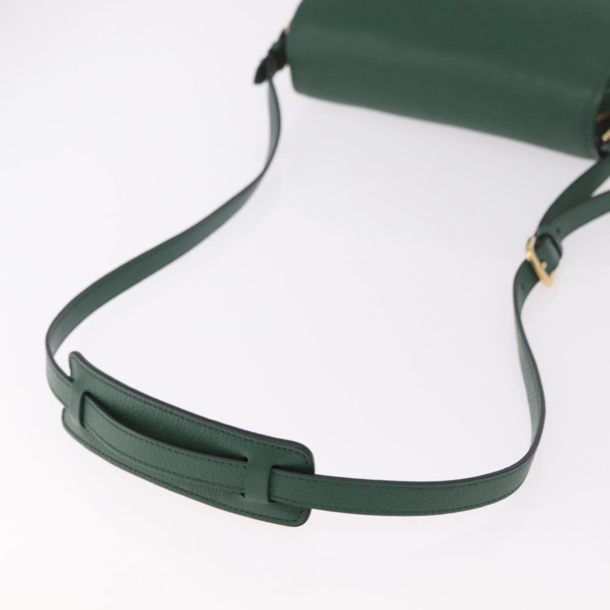 PRADA Shoulder Bag Leather Green Gold Auth 189320SAM