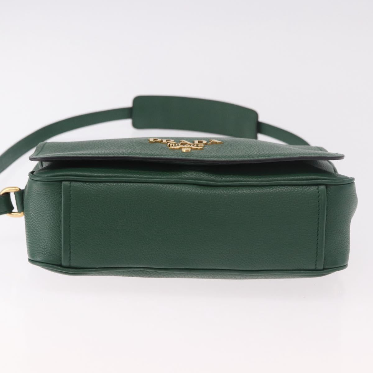 PRADA Shoulder Bag Leather Green Gold Auth 189320SAM