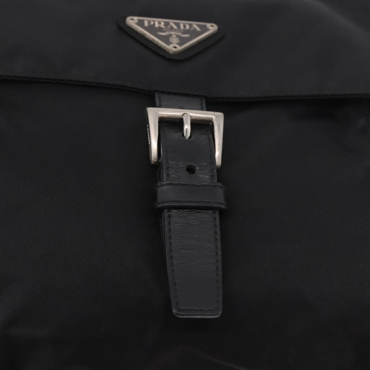 PRADA Shoulder Bag Nylon Black Silver Auth 189321A