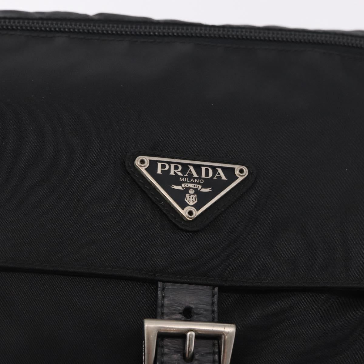 PRADA Shoulder Bag Nylon Black Silver Auth 189321A