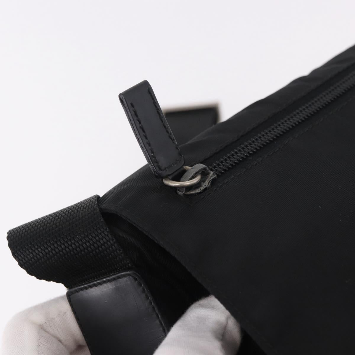 PRADA Shoulder Bag Nylon Black Silver Auth 189321A