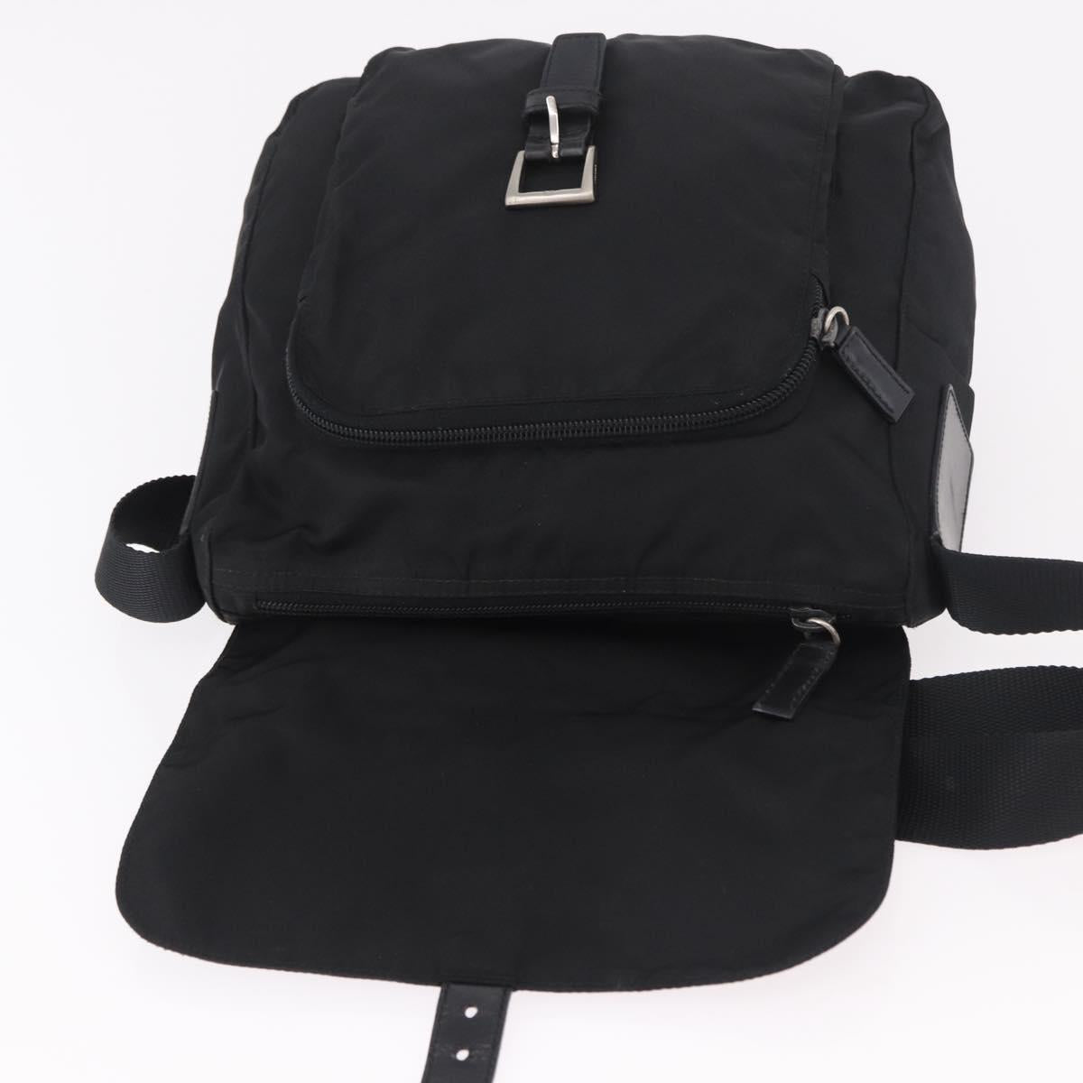 PRADA Shoulder Bag Nylon Black Silver Auth 189321A