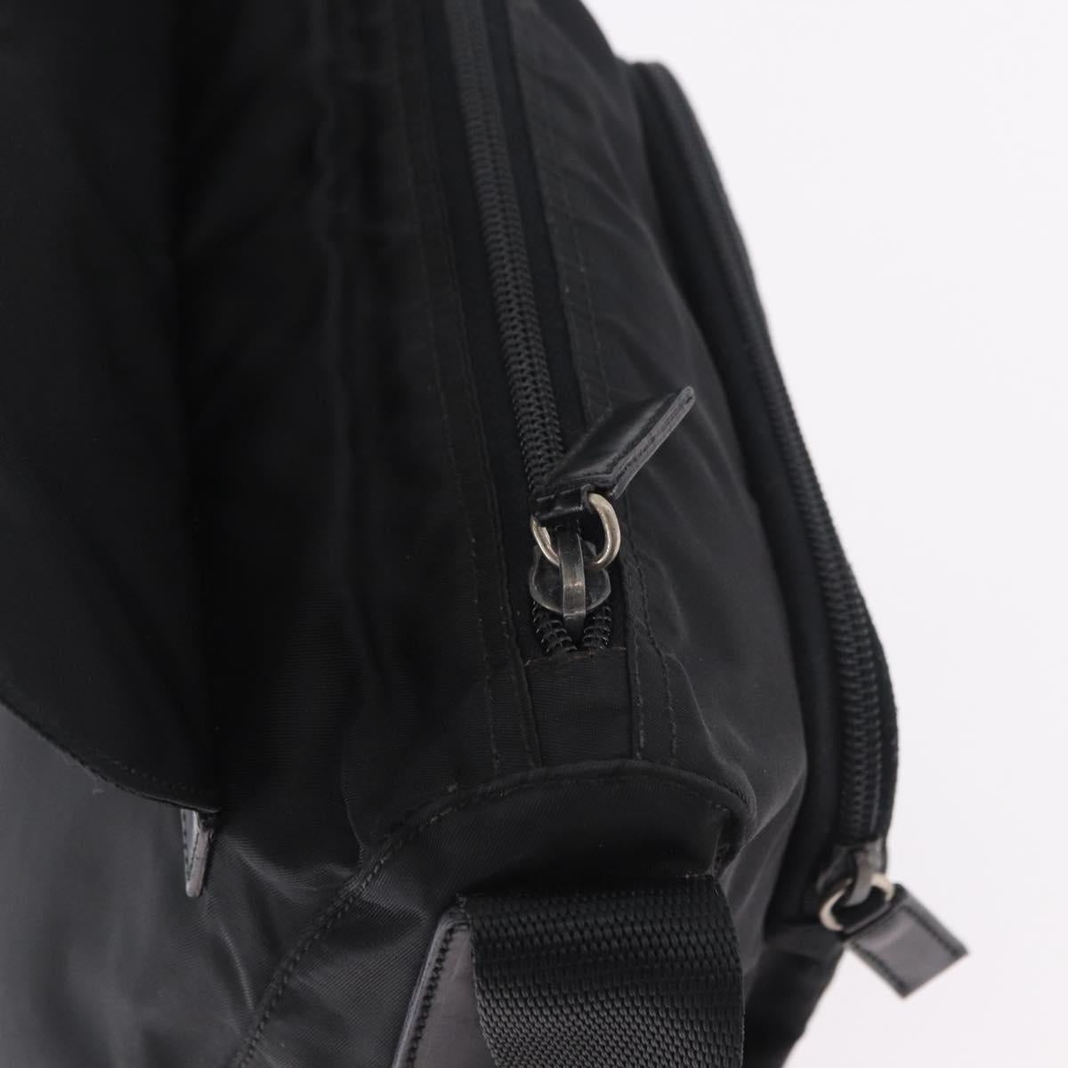 PRADA Shoulder Bag Nylon Black Silver Auth 189321A