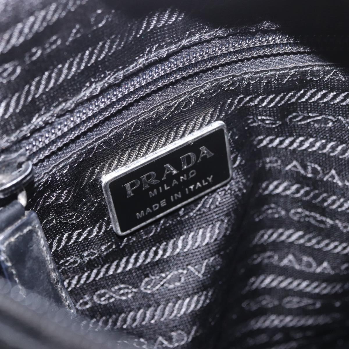 PRADA Shoulder Bag Nylon Black Silver Auth 189321A